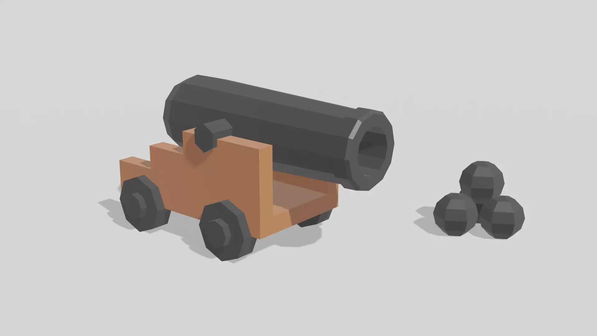 Pirate cannon for UE4 Free low-poly 3D model_0