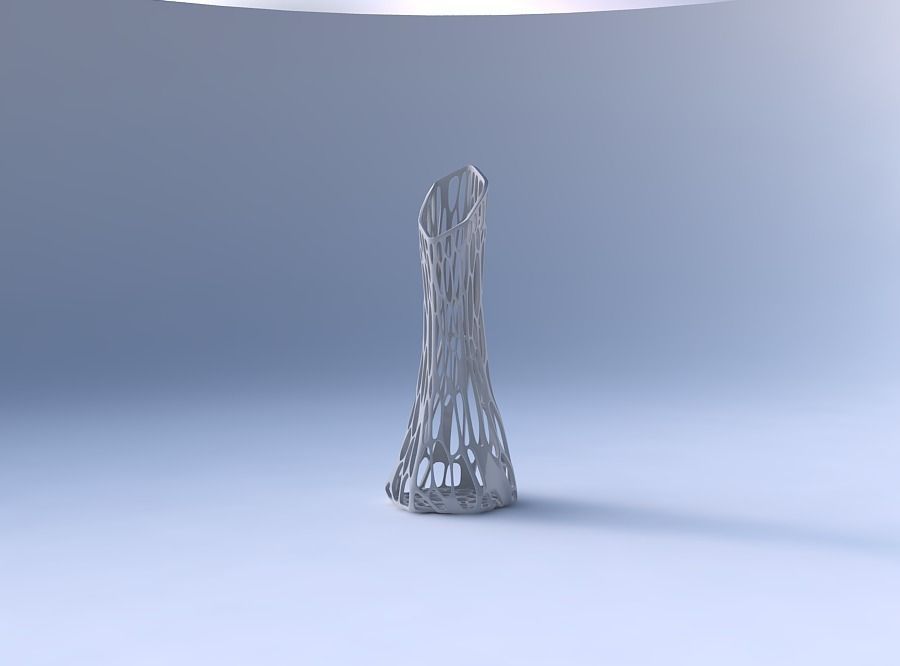 Vase squeezed and bent hexagon with twisted organic lattice 3D print model_4
