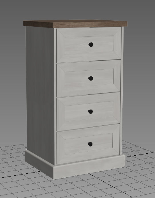 3D Furniture Collection in colonial style in white wood color _57