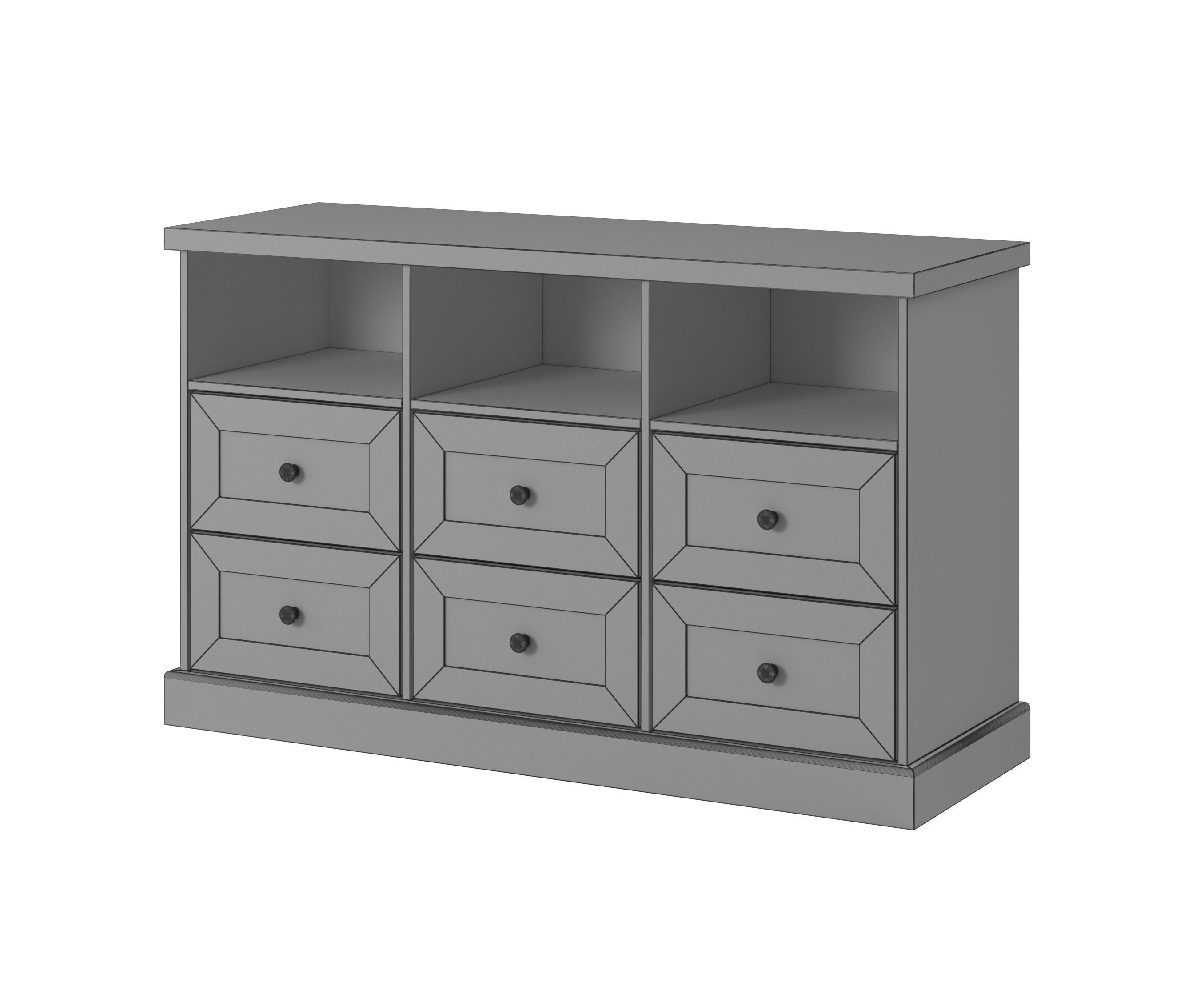 3D Furniture Collection in colonial style in white wood color _49