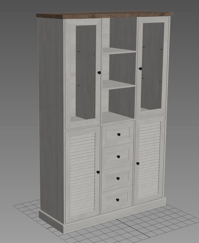 3D Furniture Collection in colonial style in white wood color _53