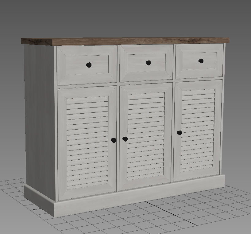 3D Furniture Collection in colonial style in white wood color _60