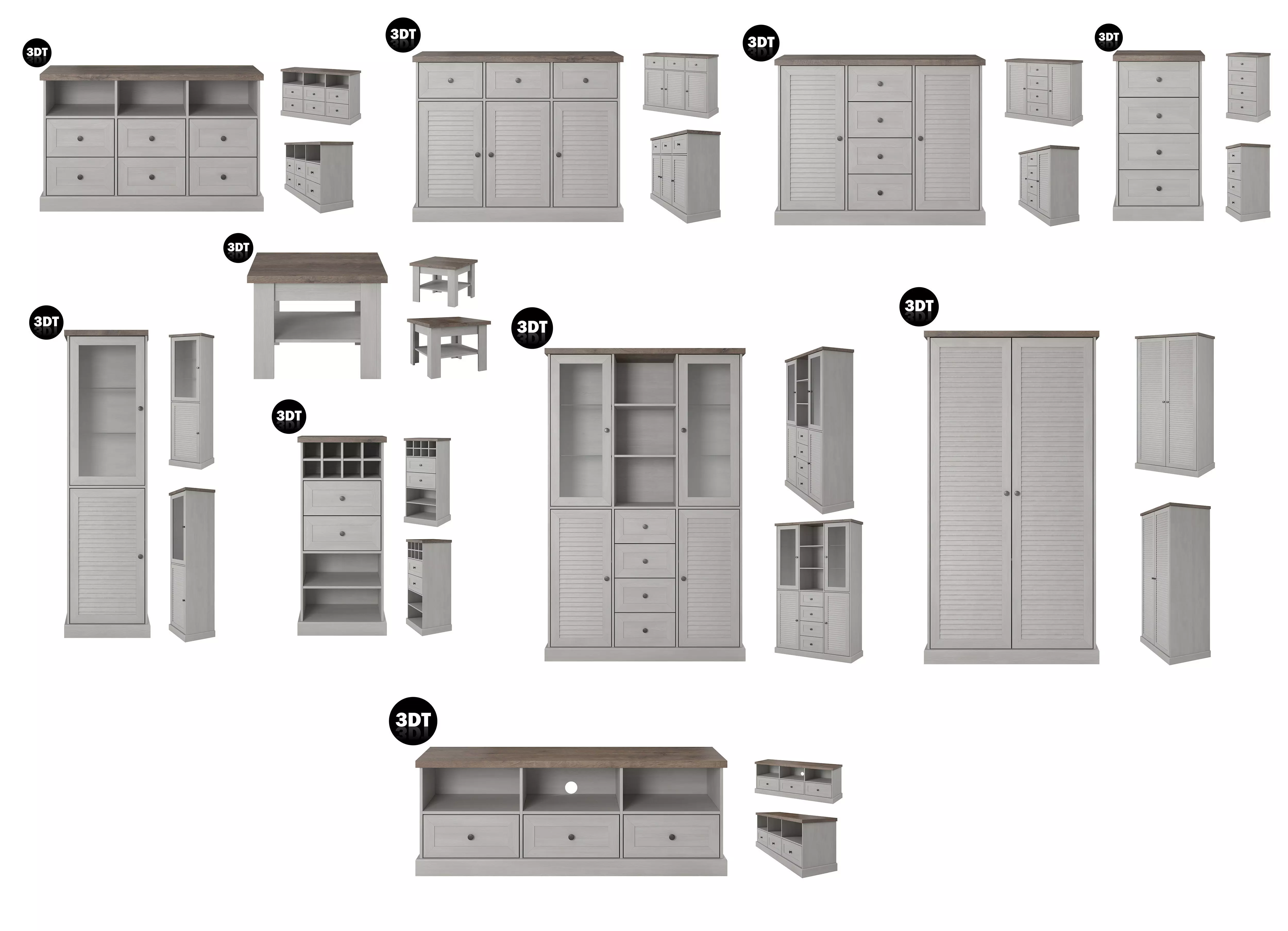 3D Furniture Collection in colonial style in white wood color _0