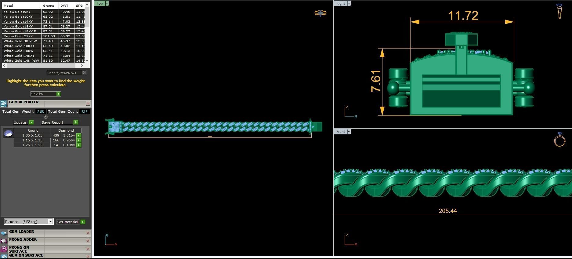 Breslate miami cuban link bracelet 3D print model_3