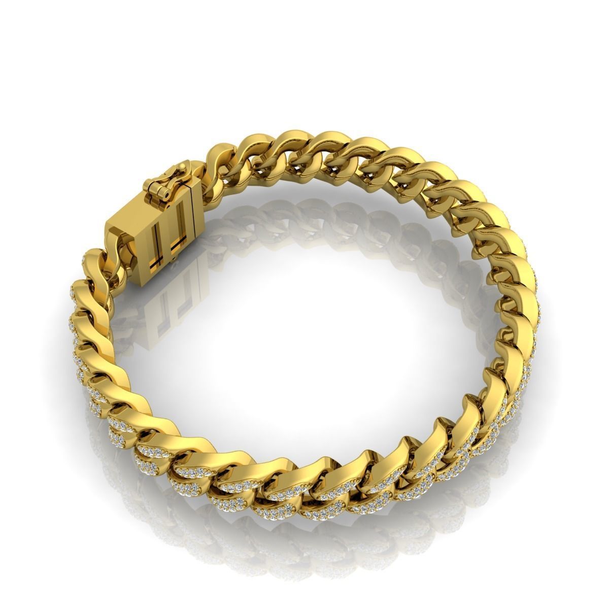 Breslate miami cuban link bracelet 3D print model_2