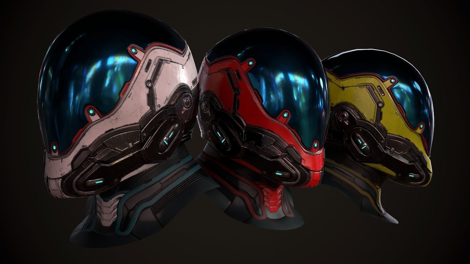 Futuristic sci fi helmet Low-poly 3D model_2