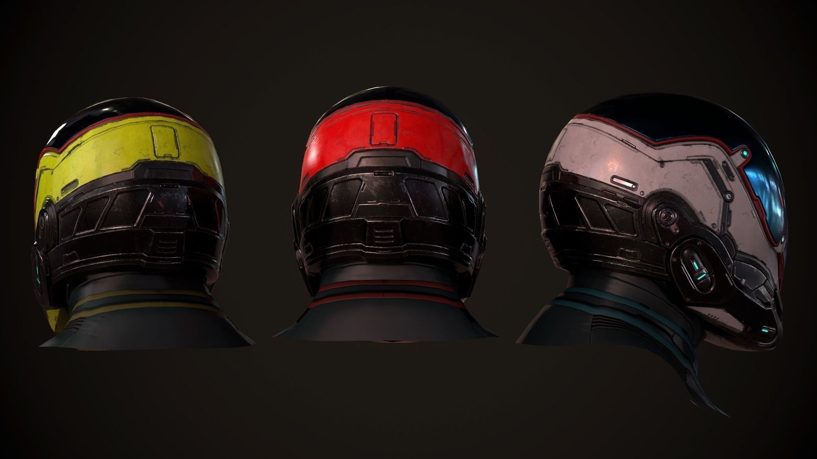 Futuristic sci fi helmet Low-poly 3D model_4