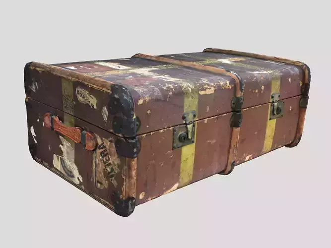 Vintage Wood Chest Low-poly 3D model
