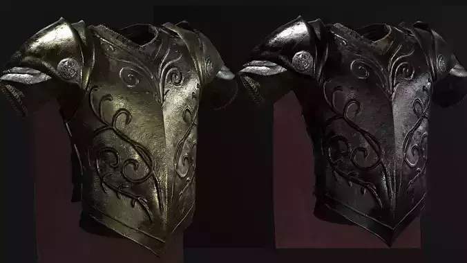 Golden Metal Armor  Free low-poly 3D model