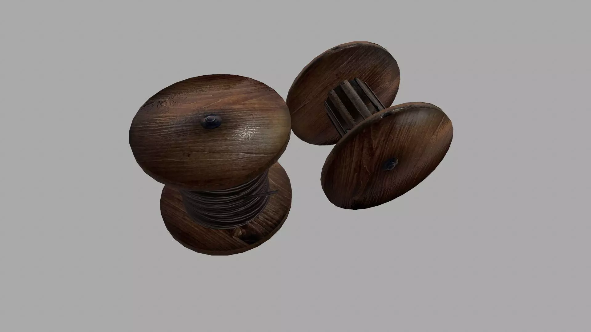 Electrical cable reel vintage Low-poly 3D model_0