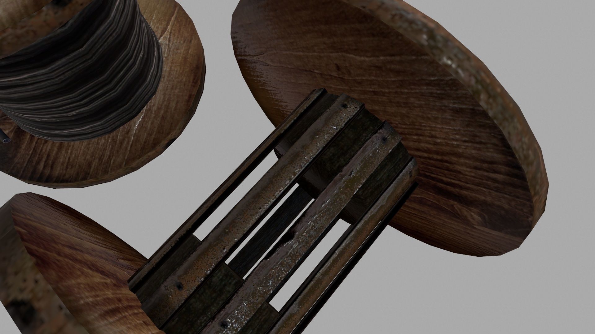 Electrical cable reel vintage Low-poly 3D model_2