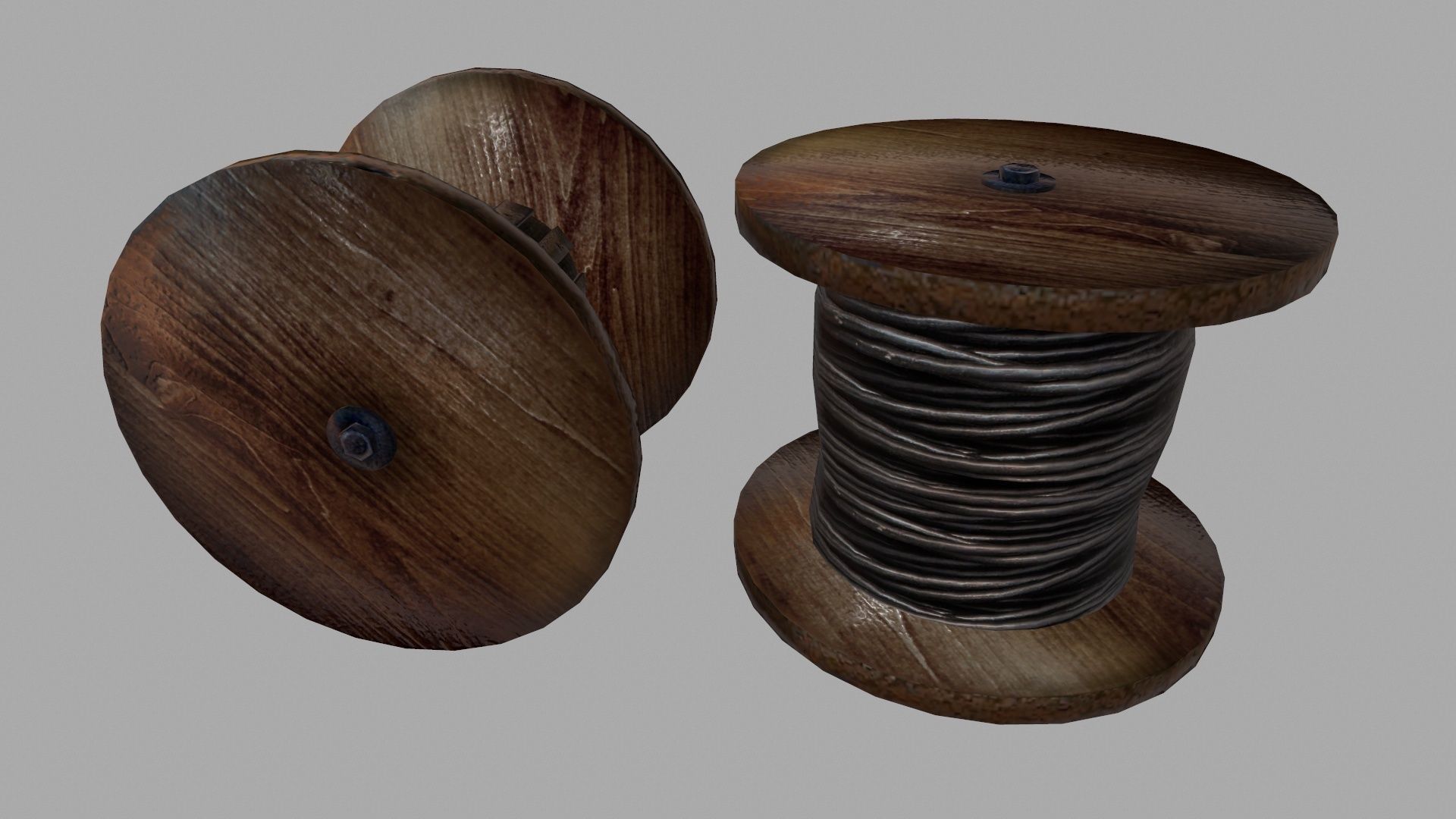 Electrical cable reel vintage Low-poly 3D model_1