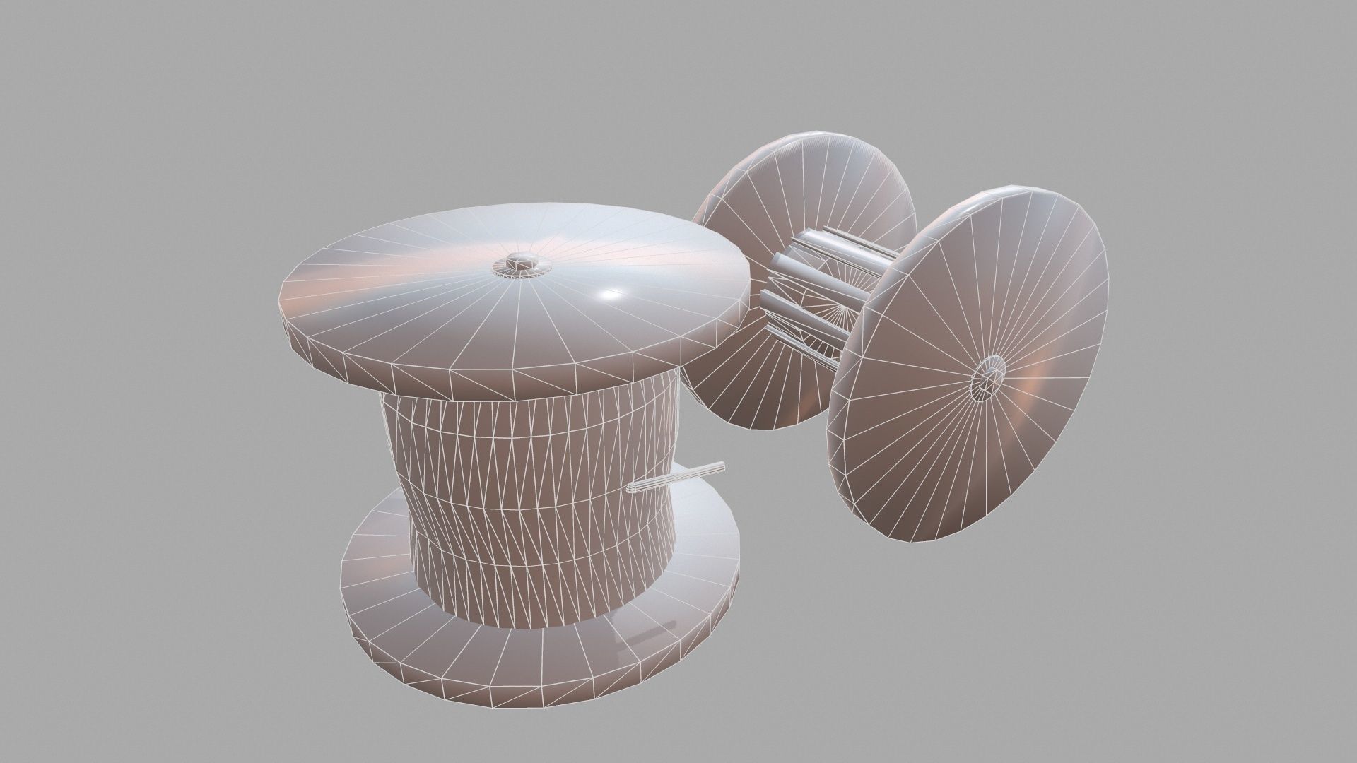 Electrical cable reel vintage Low-poly 3D model_3