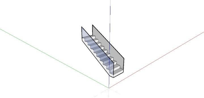 Stairs glass stair railing 3D model_1
