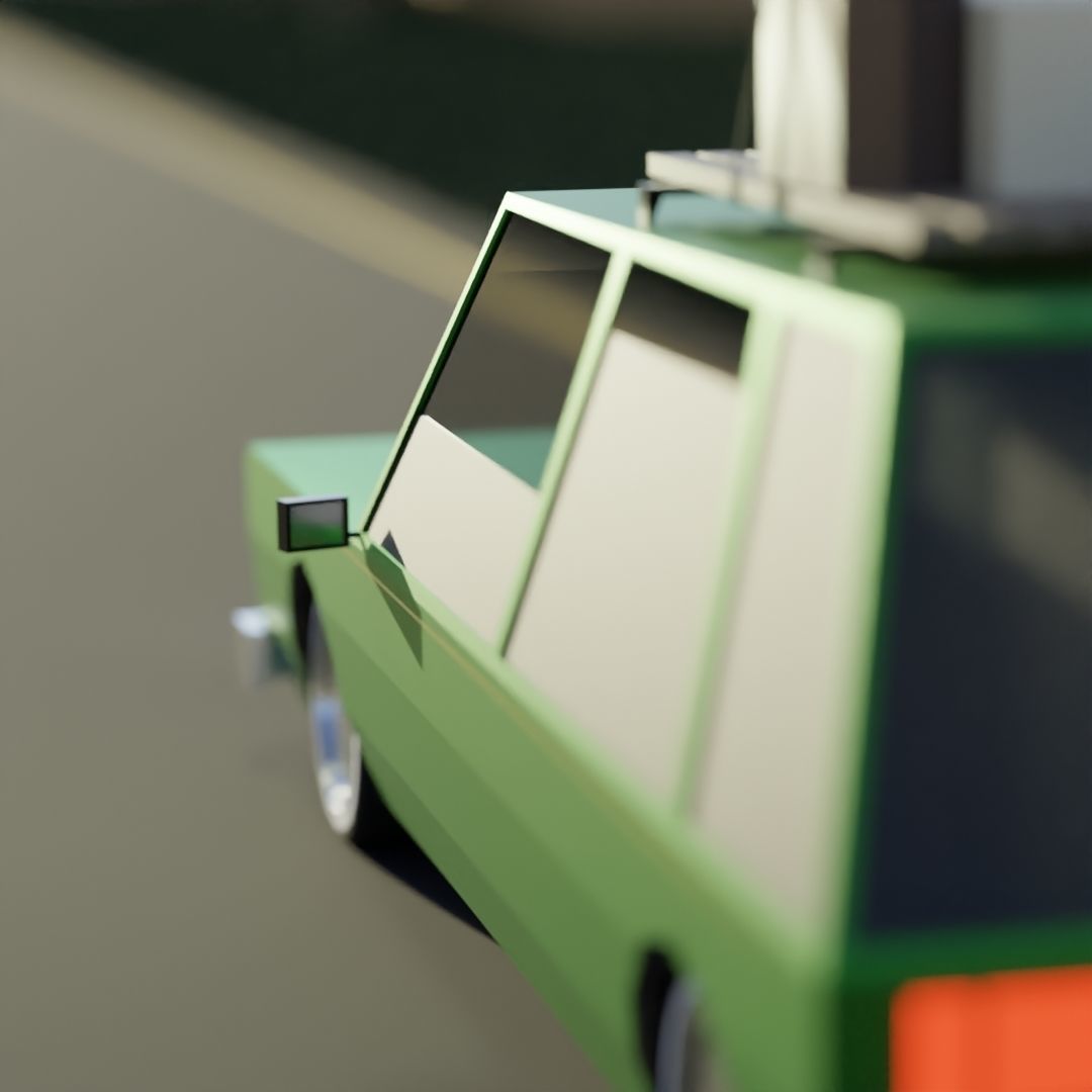Low Poly Station Wagon Road Trip Low-poly 3D model_7