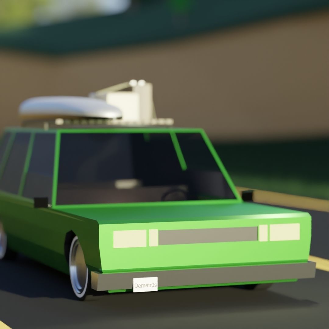 Low Poly Station Wagon Road Trip Low-poly 3D model_6