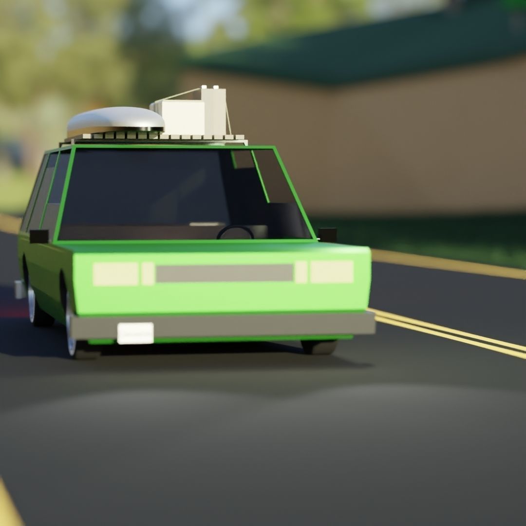 Low Poly Station Wagon Road Trip Low-poly 3D model_5