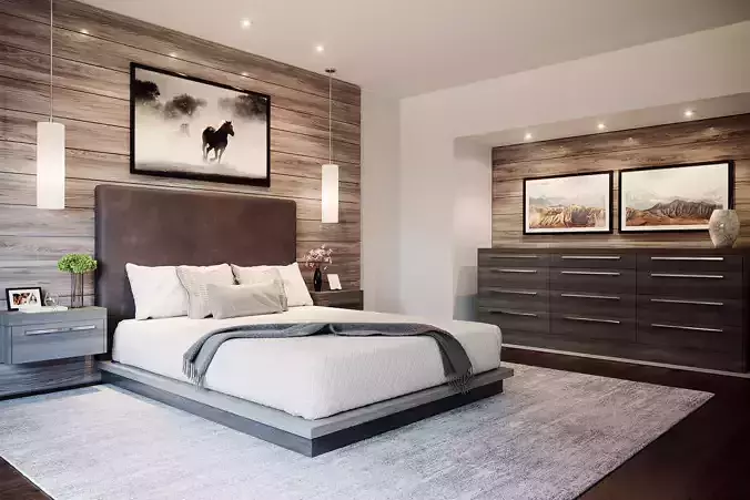 Realistic Interior Corona Bedroom Low-poly 3D model