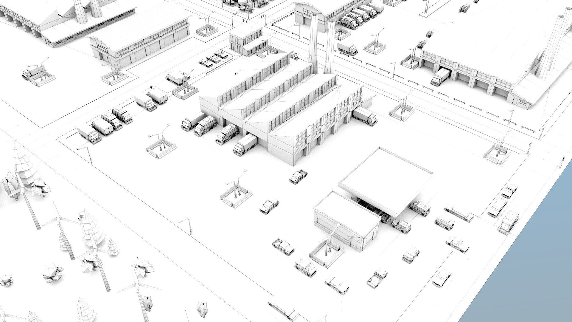 Simple city Low-poly 3D model_30