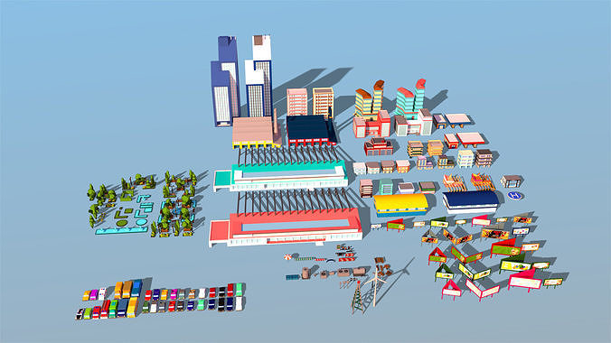 Simple city Low-poly 3D model 4