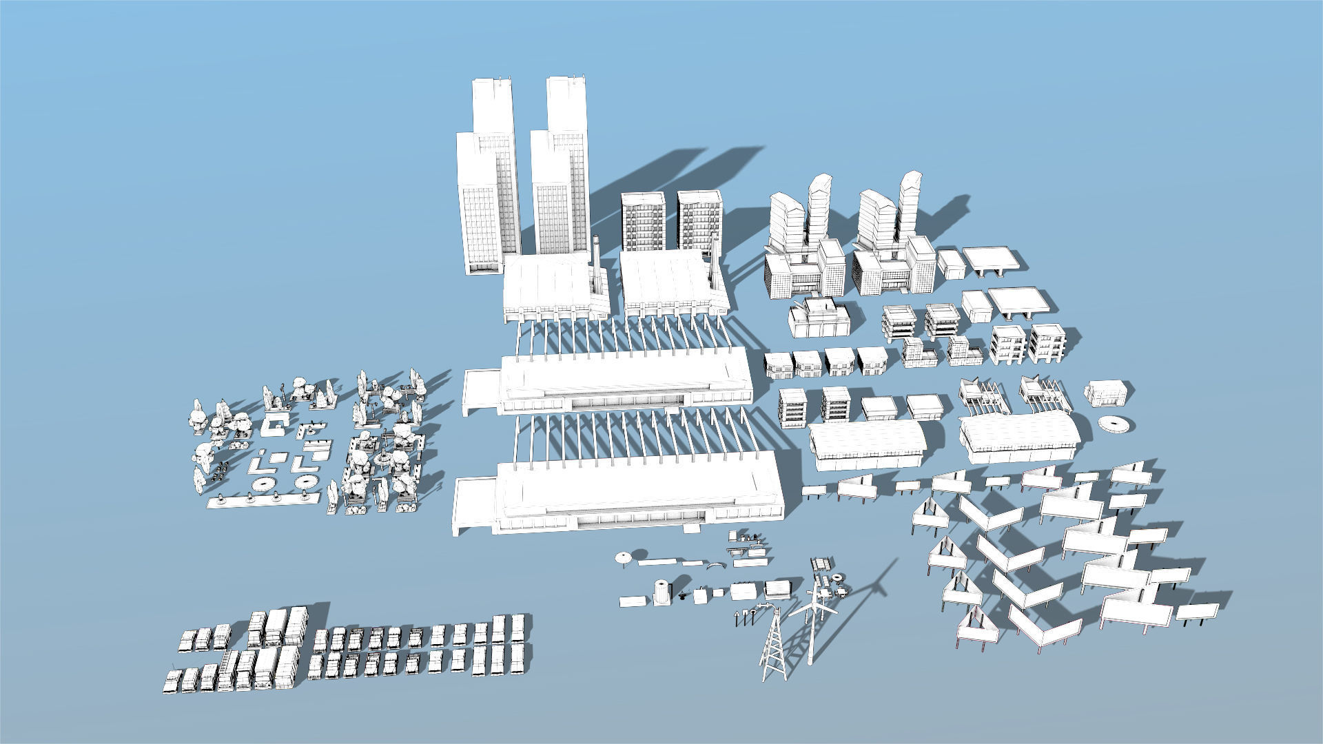 Simple city Low-poly 3D model_19