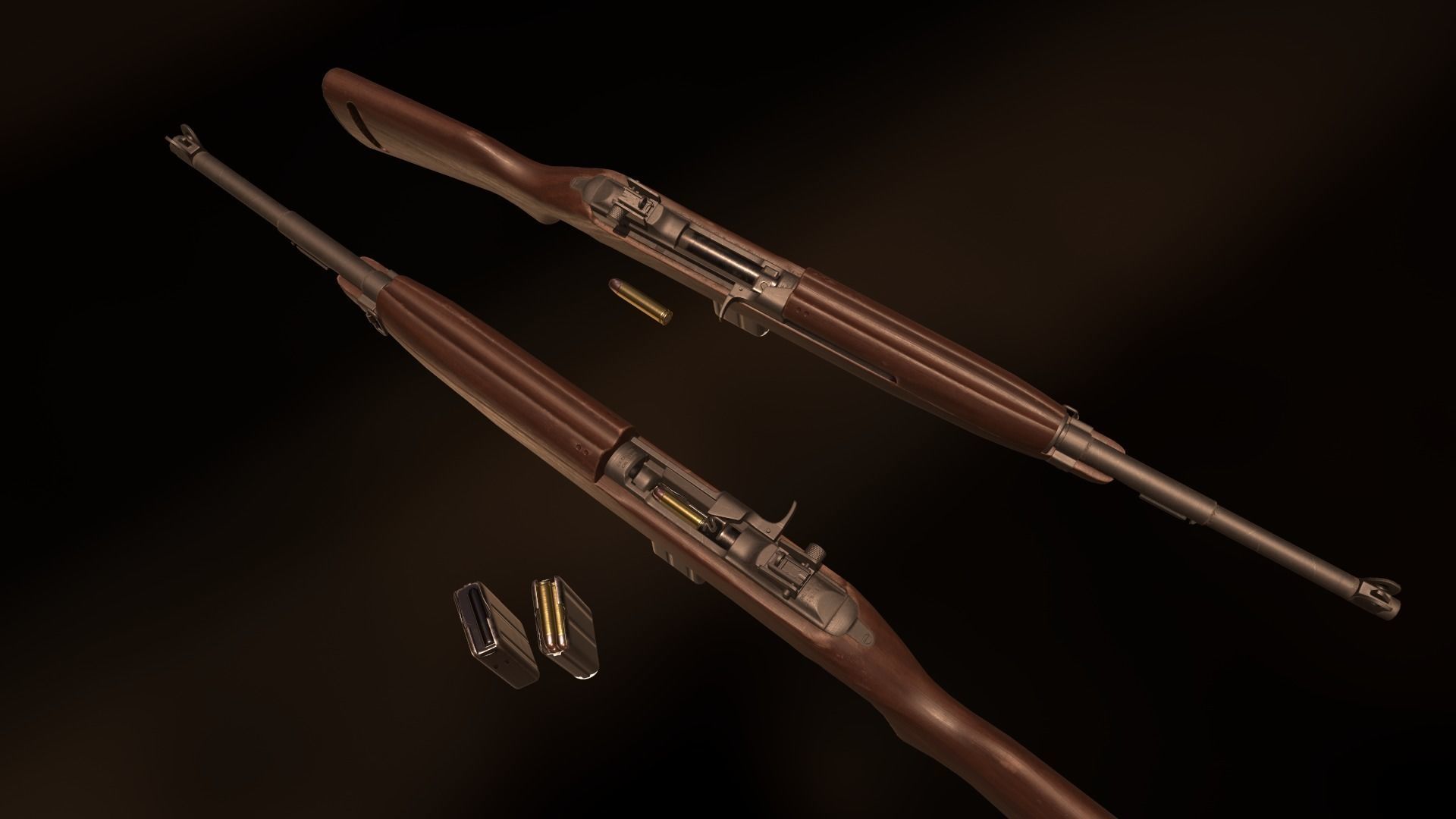 M1 Carbine Low-poly 3D model_11