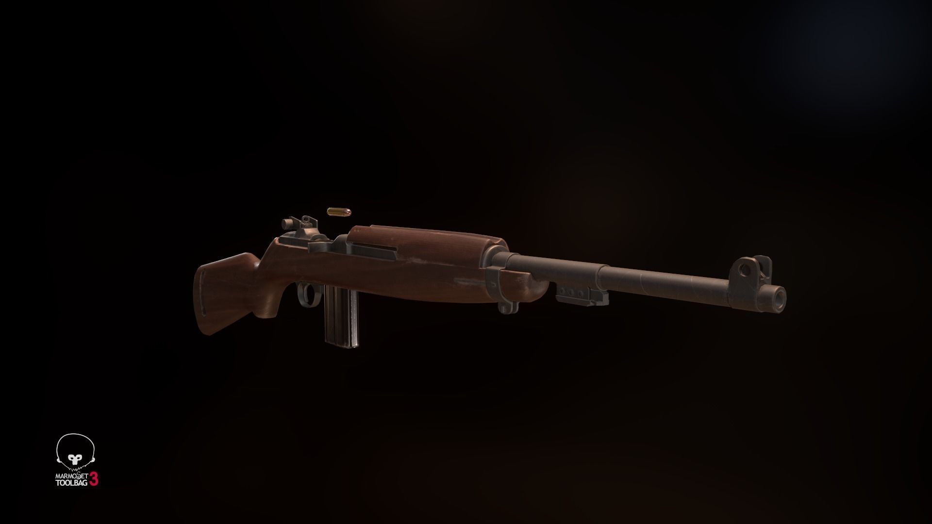 M1 Carbine Low-poly 3D model_8