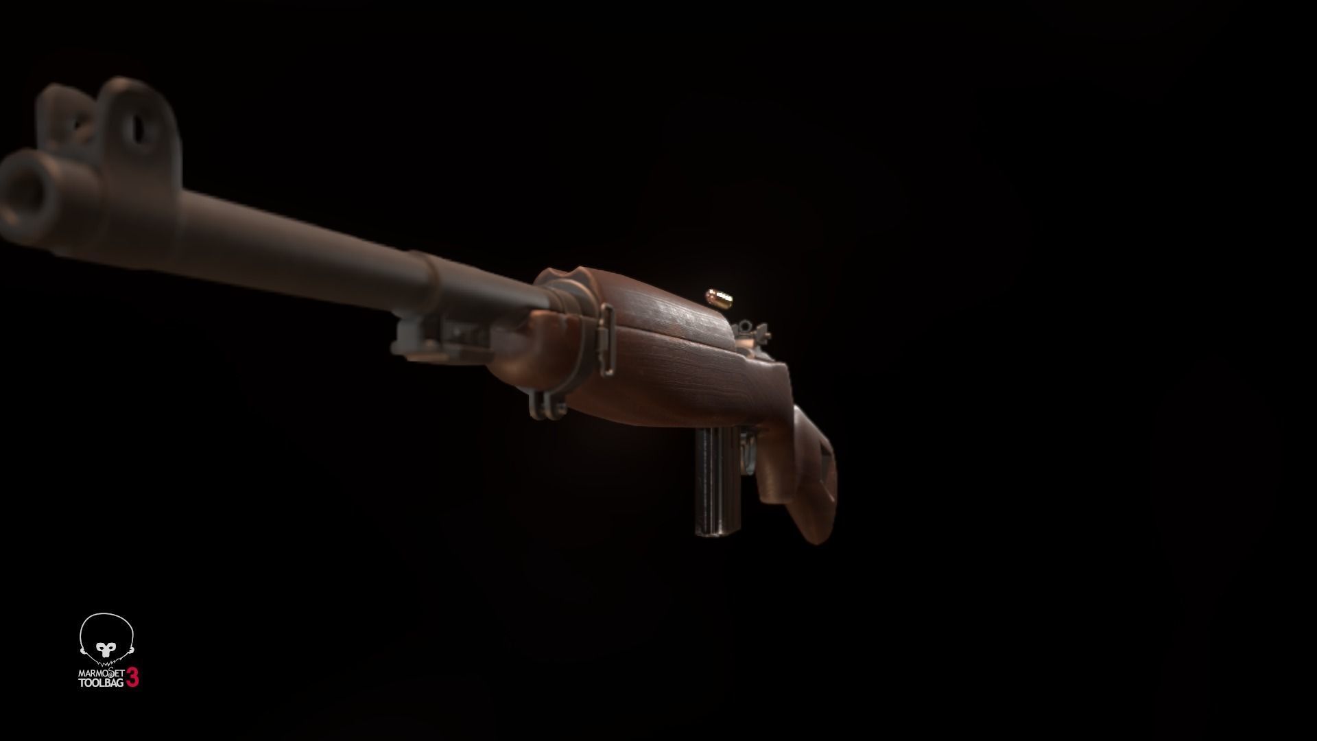 M1 Carbine Low-poly 3D model_9