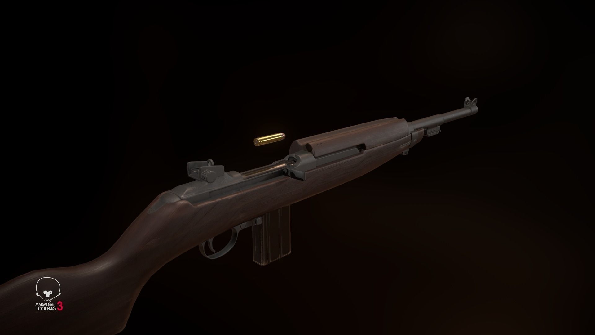 M1 Carbine Low-poly 3D model_7