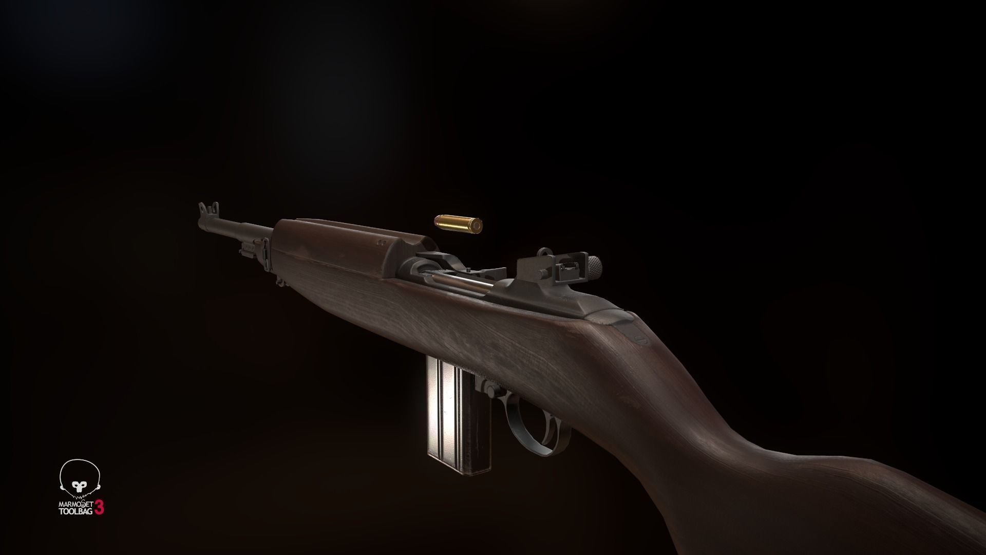 M1 Carbine Low-poly 3D model_5