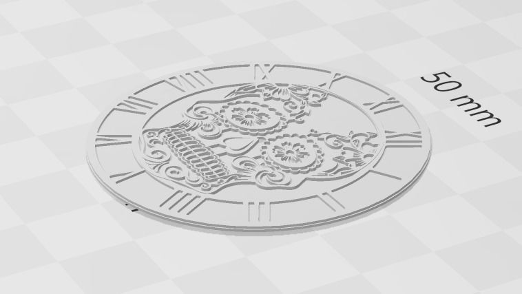 Sugar Skull Watch Dial for enameling  3D print model_6