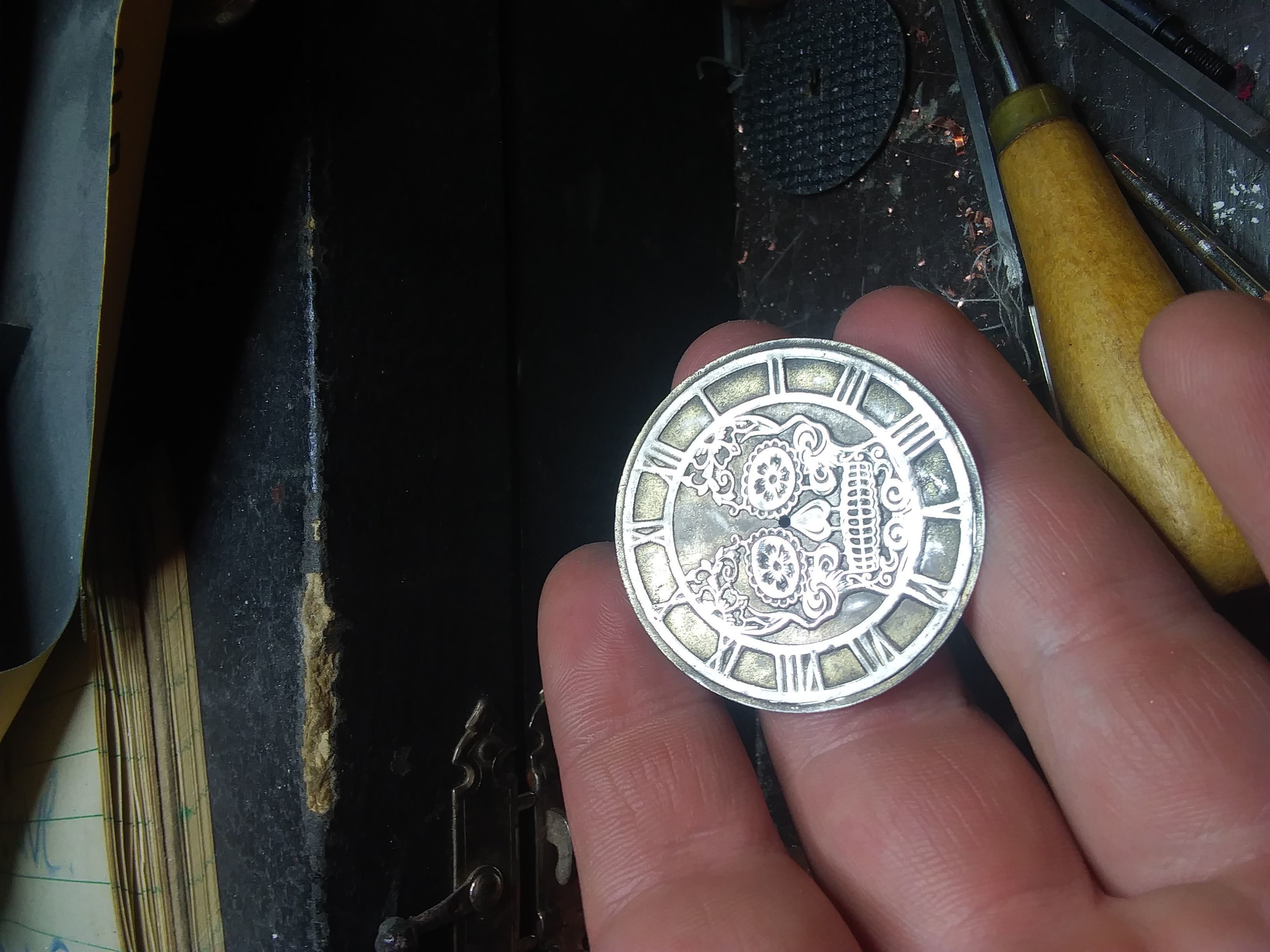 Sugar Skull Watch Dial for enameling  3D print model_1