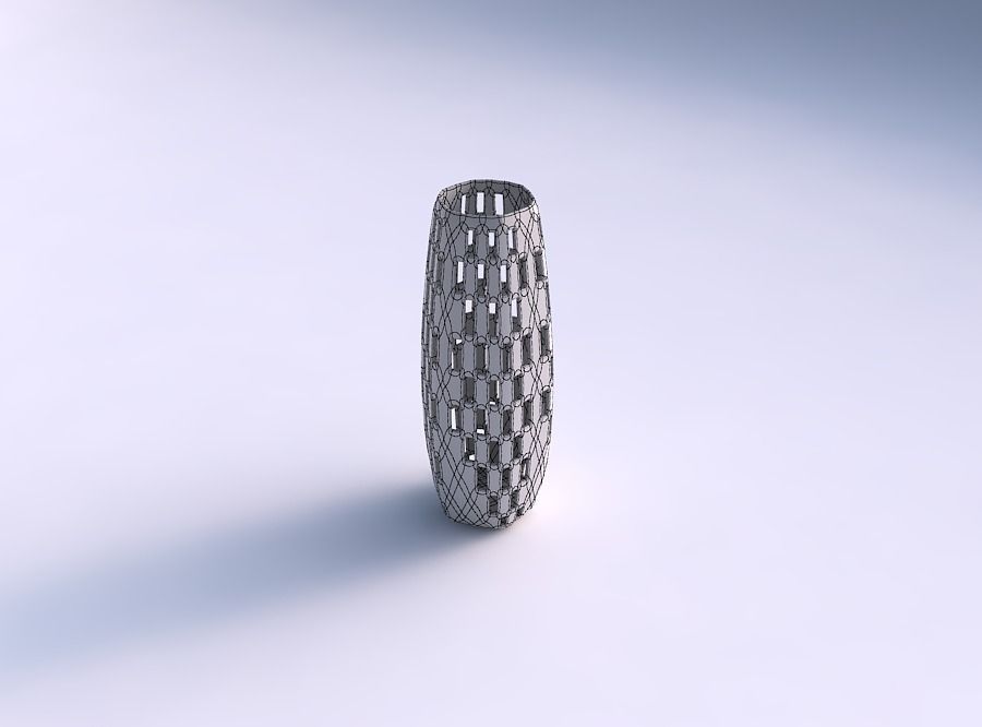 Vase squeezed hexagon with checker grid lattice 2 3D print model_5