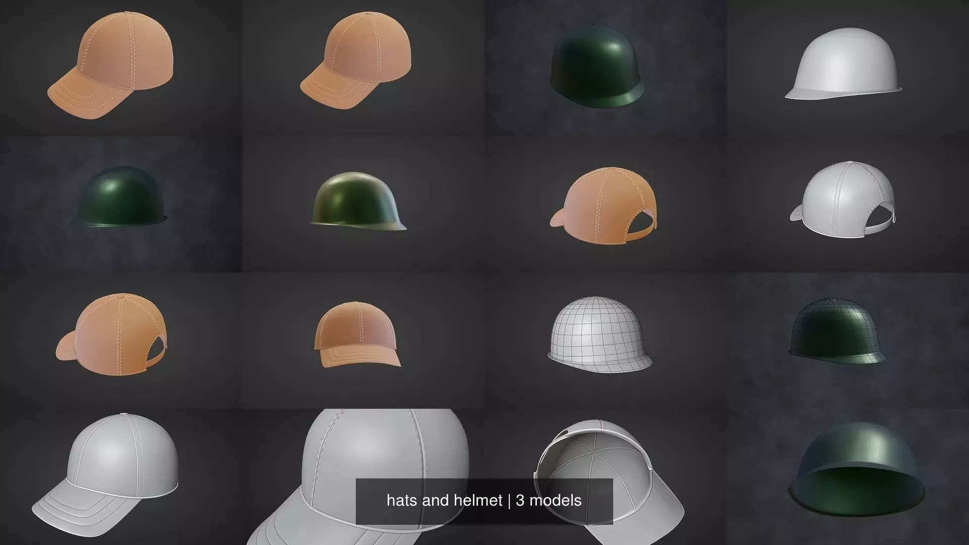hats and helmet 3D Model Collection_0