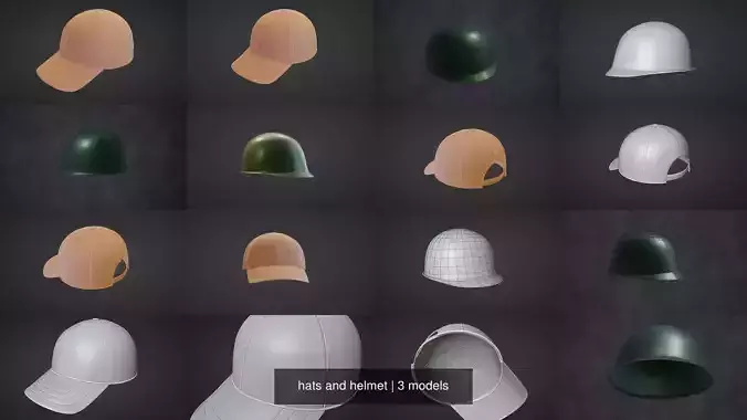 hats and helmet 3D Model Collection