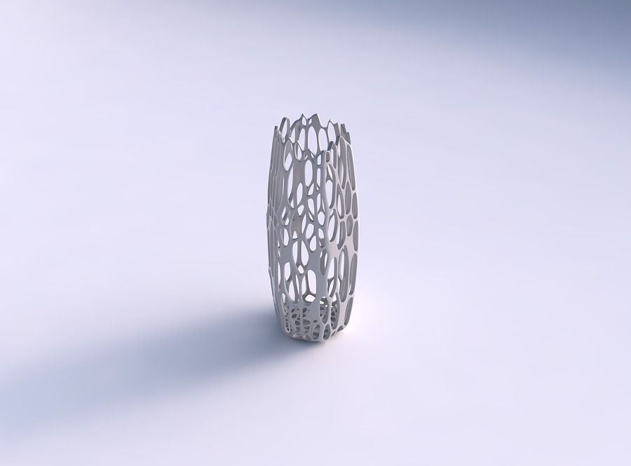 Vase squeezed hexagon with cracked organic lattice  3D print model_0