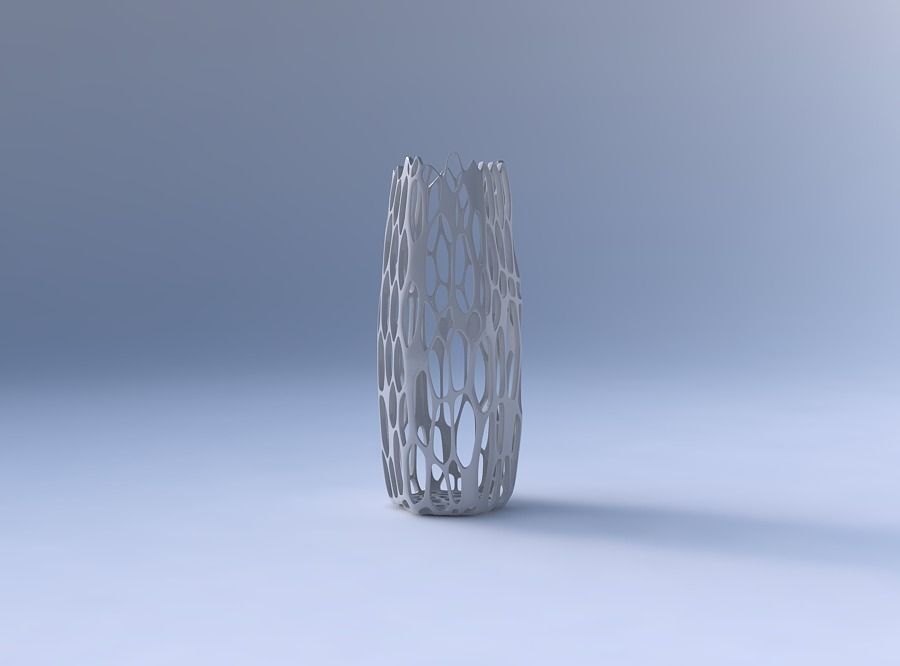 Vase squeezed hexagon with cracked organic lattice  3D print model_4