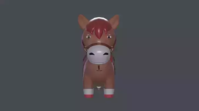 Horse Cartoon Rigged Model Low-poly 3D model