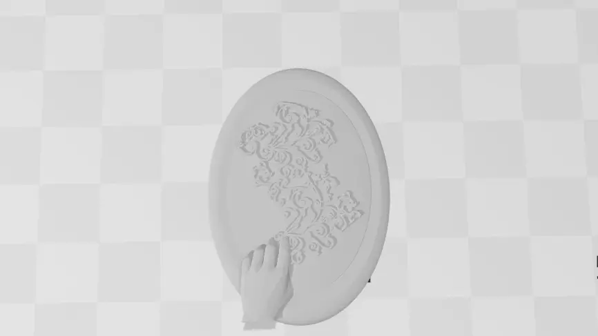 Filligree Pendant Judding Out Of a Hand On an Oval For Enameling 3D print model_0