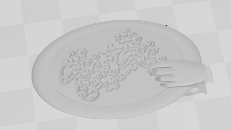 Filligree Pendant Judding Out Of a Hand On an Oval For Enameling 3D print model_4