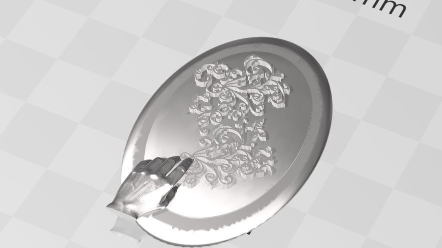 Filligree Pendant Judding Out Of a Hand On an Oval For Enameling 3D print model_10