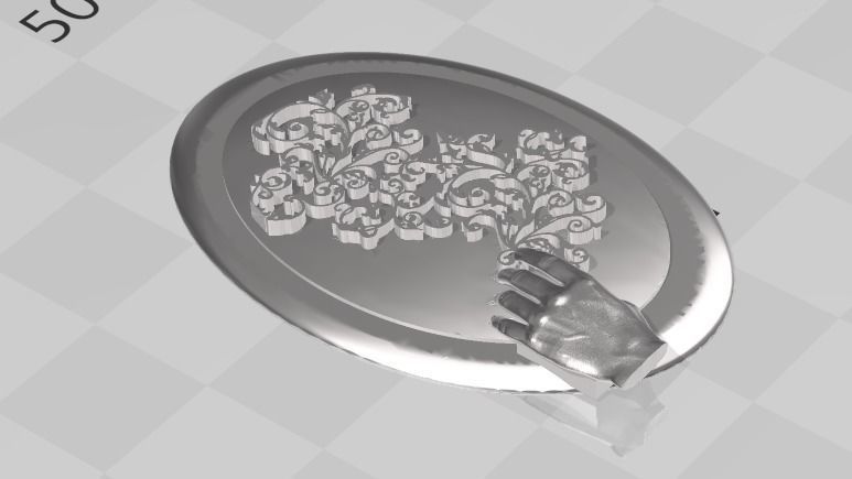 Filligree Pendant Judding Out Of a Hand On an Oval For Enameling 3D print model_11