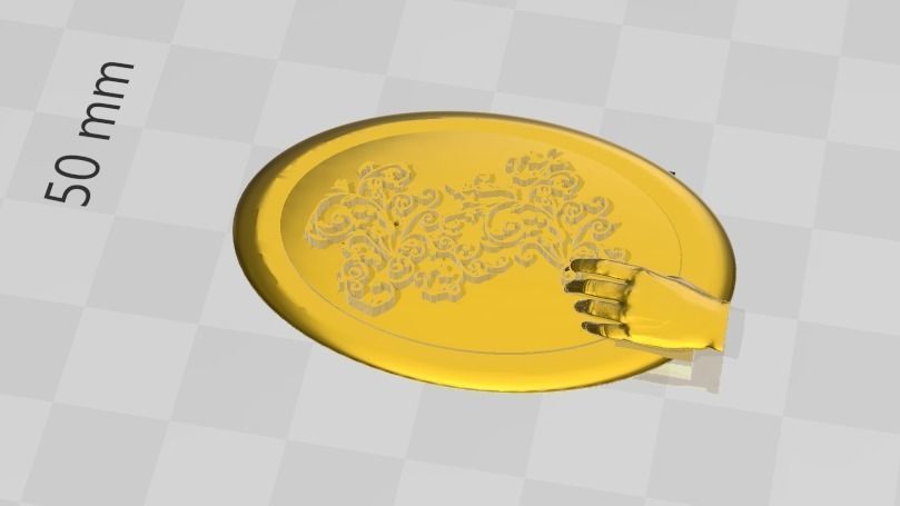 Filligree Pendant Judding Out Of a Hand On an Oval For Enameling 3D print model_13