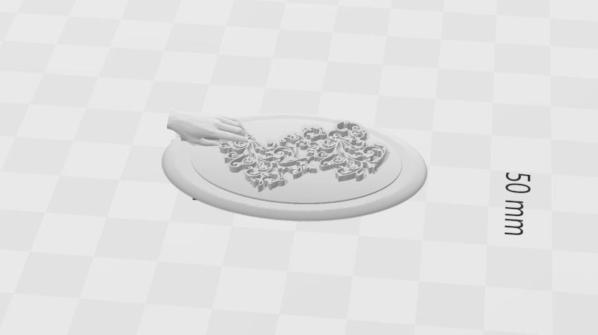 Filligree Pendant Judding Out Of a Hand On an Oval For Enameling 3D print model_1