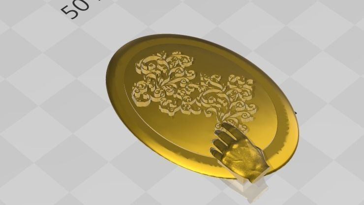 Filligree Pendant Judding Out Of a Hand On an Oval For Enameling 3D print model_14