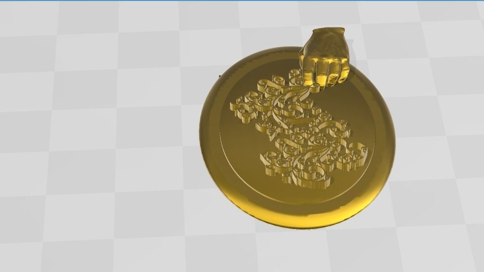 Filligree Pendant Judding Out Of a Hand On an Oval For Enameling 3D print model_12