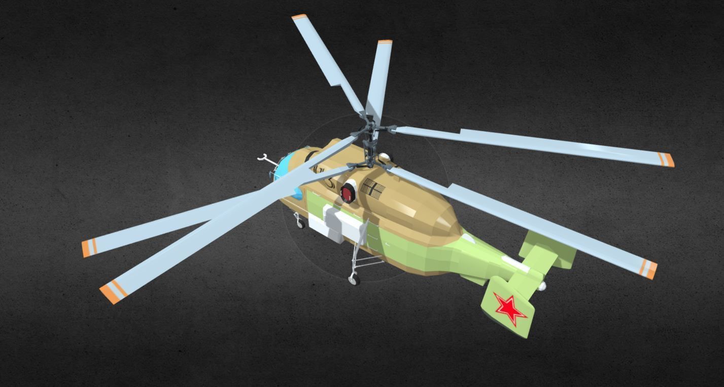 ka-27 military helicopter with two propellers Low-poly 3D model_3