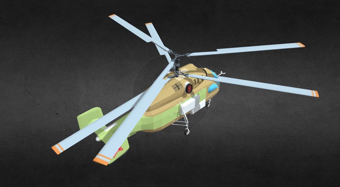 ka-27 military helicopter with two propellers Low-poly 3D model_2