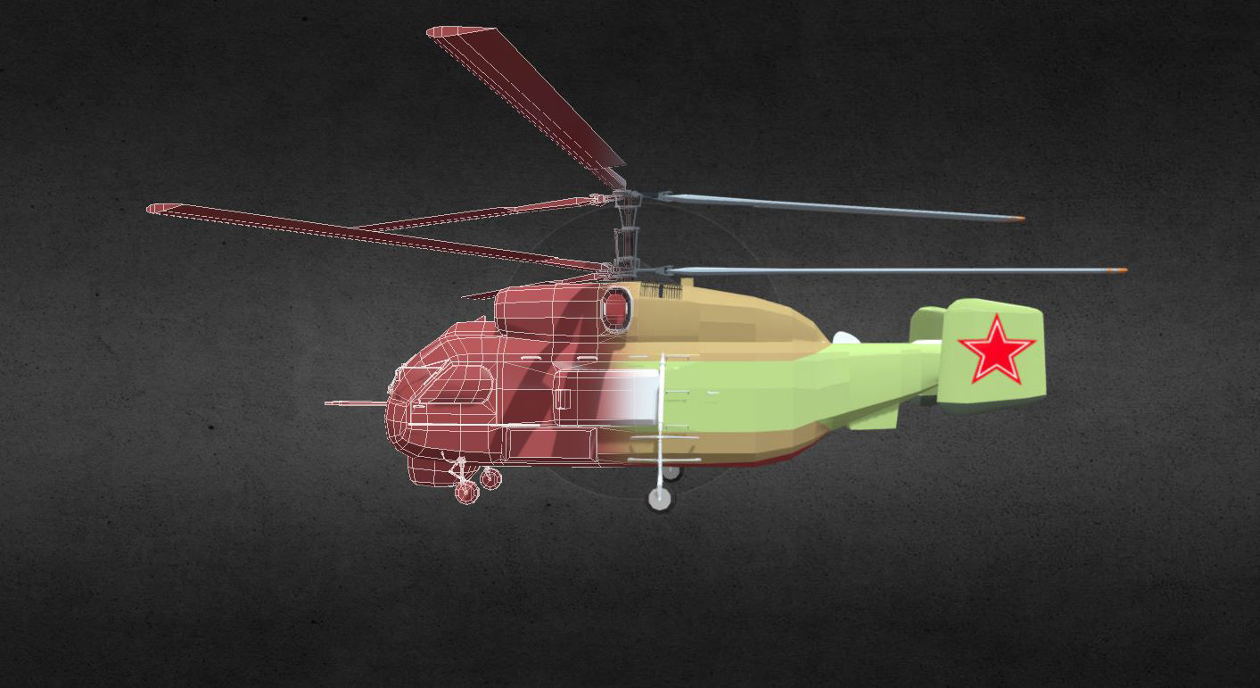 ka-27 military helicopter with two propellers Low-poly 3D model_6