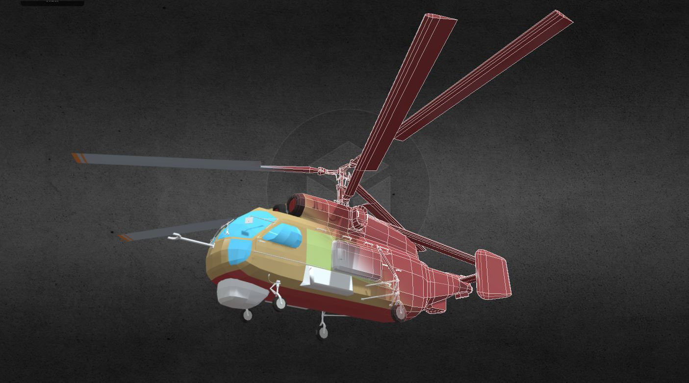 ka-27 military helicopter with two propellers Low-poly 3D model_9